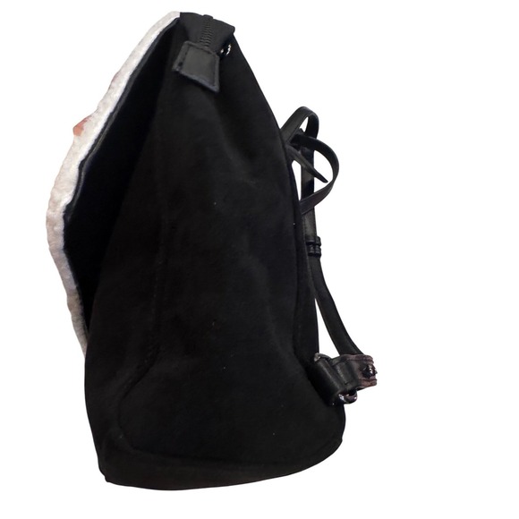 Bearpaw Sherpa Faux Shearling PVC Backpack Black Cream BWBBPW0001 NWT 9.5x11x3" - Picture 6 of 13